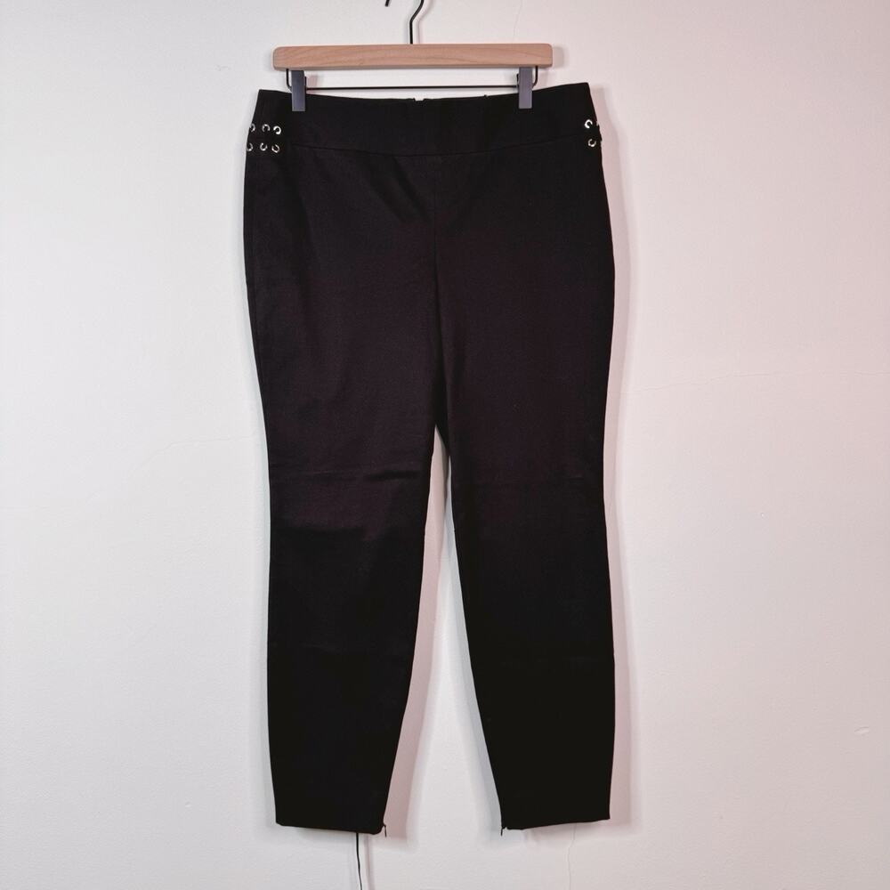 NWT Alexander McQueen Black Trousers Gabardine Wool Skinny Lace Up Stud Size 46